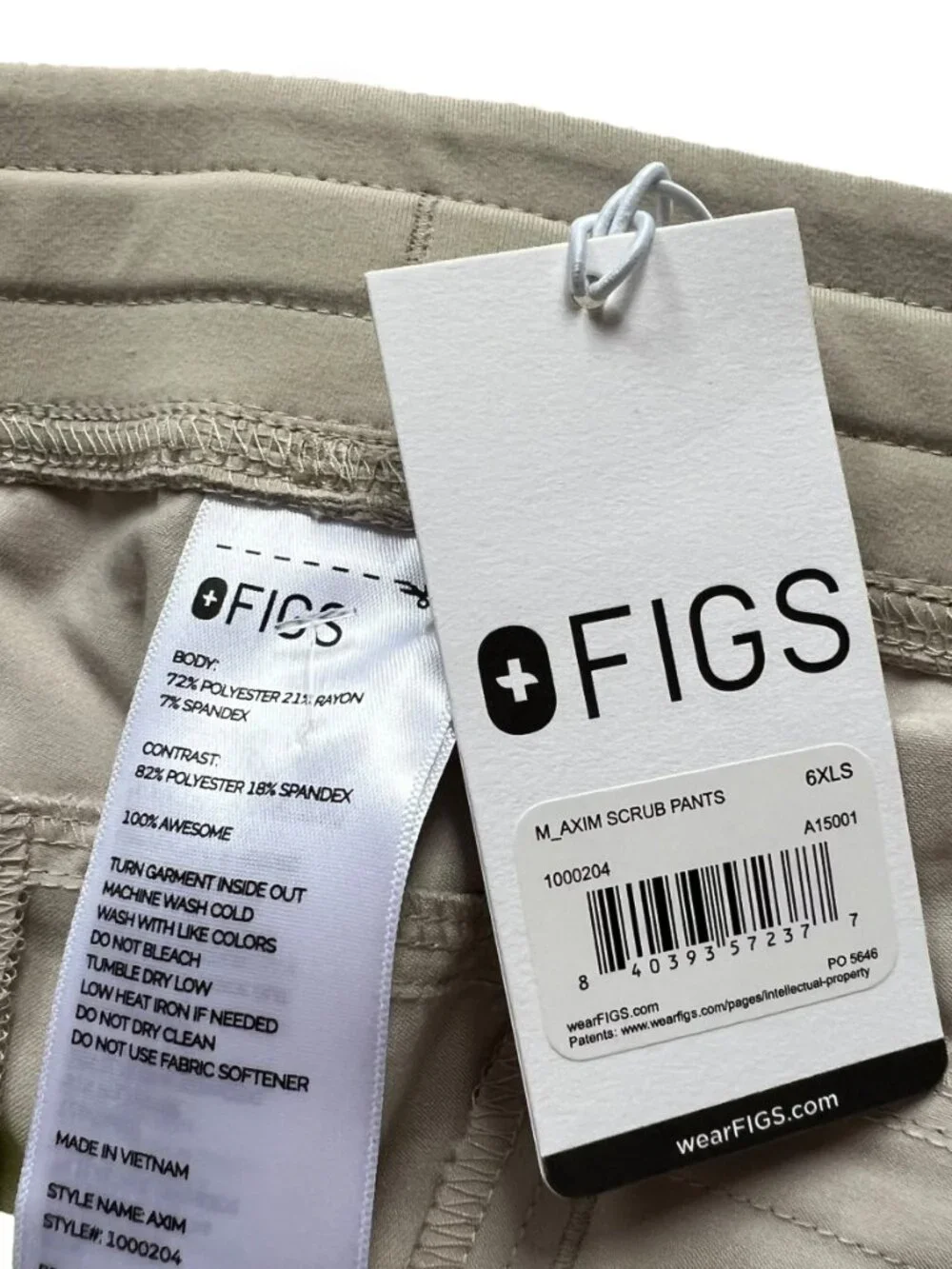 Figs Scrub pants Axim mens 6XL S short khaki beige wide elastic waist pockets